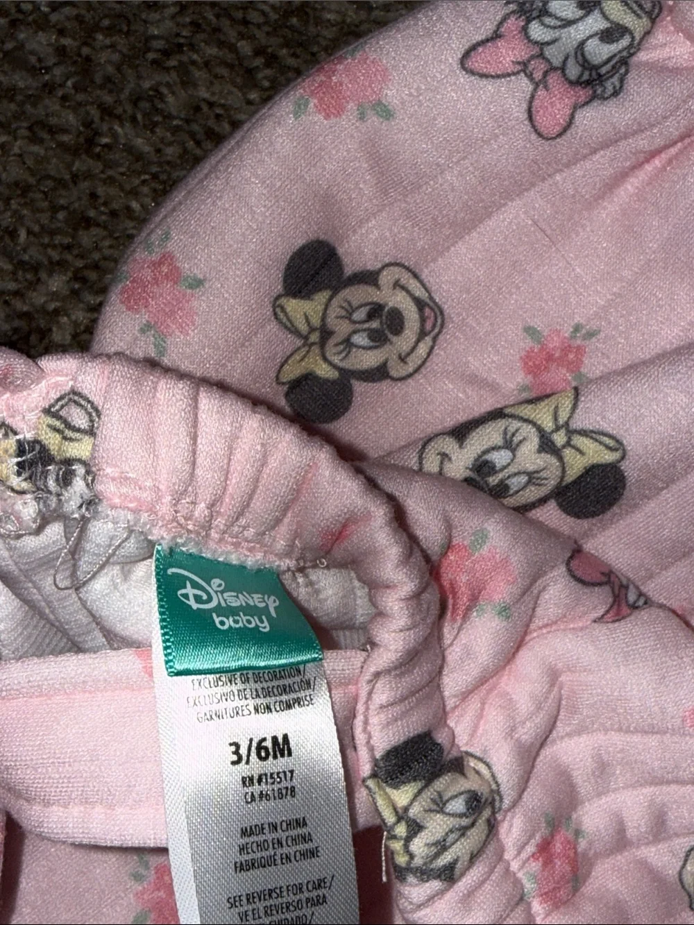 🛍 CUTE LITTLE GIRLS MINNIE MOUSE OVERALLS SIZE 3/6 MONTHS 🛍